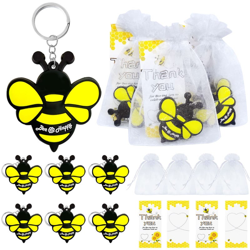 Elecrainbow 60 Pack Bumble Bee Keyring Pack including 20 Keychains 20 Thank You Tags and 20 Bags for Bee Party Mommy to Bee Baby to Bee Baby Shower Adult Bee Queen Bee Birthday Gender Reveal
