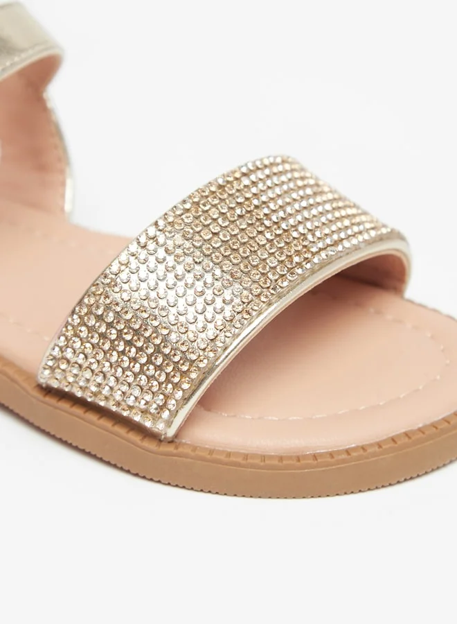 Flora Bella By Shoexpress Girl's Stone Embellished Sandals With Hook And Loop Closure Ramadan Collection