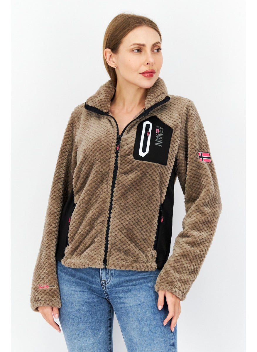 Women Embroidered Logo Softshell Jacket, Taupe - pzsku/Z5EE3328C0B1570B07ED4Z/45/_/1726109369/bf8b29cb-ebf5-44eb-b1db-81b59017588a