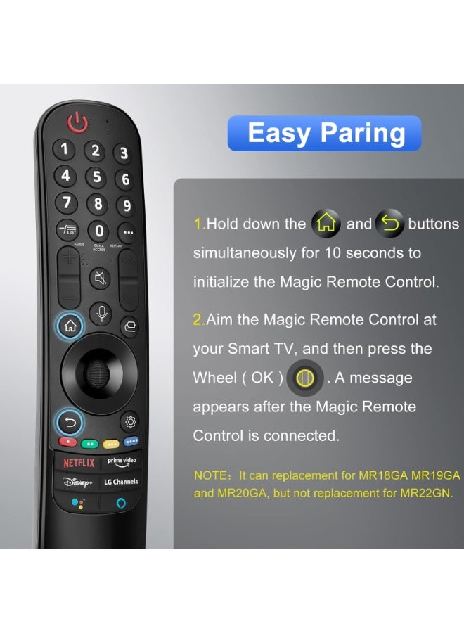 ريموت كنترول ماجيك ريموت جهاز تحكم عن بعد بديل لشاشات ال جى سمارت بدقة UHD 4K مع ازرار  نتفليكس و برايم فيديو وديزنى+، تحكم مباشر، يعمل بالأشعة تحت الحمراء بلا وظيفة صوت - Image 2