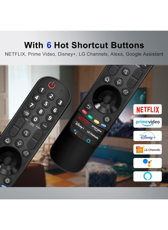 ريموت كنترول ماجيك ريموت جهاز تحكم عن بعد بديل لشاشات ال جى سمارت بدقة UHD 4K مع ازرار  نتفليكس و برايم فيديو وديزنى+، تحكم مباشر، يعمل بالأشعة تحت الحمراء بلا وظيفة صوت - Image 3