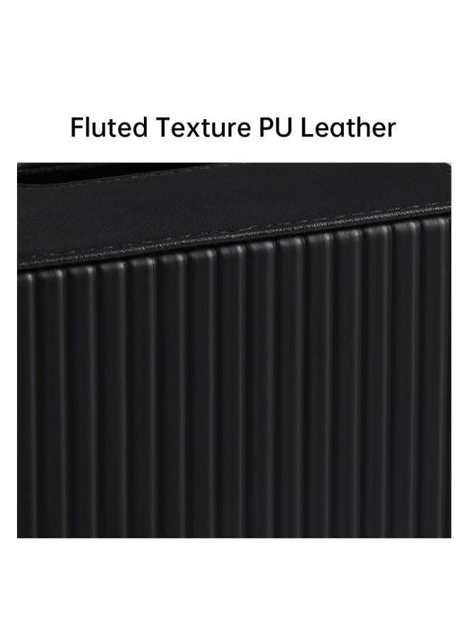 jaexest Square PU Leather Tissue Box Cover Magnetic Bottom Tissue Holder Stylish Waterproof Tissue Storage Case for Bathroom Bedroom Office Home Black Striped - Image 5