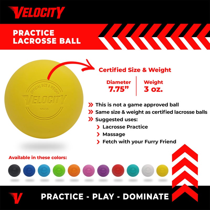 Velocity Practice Lacrosse Balls - 1, 2, 3, 6, 12, 18, 24, 36, 60 and 120 Packs - Official Size and Weight - Yellow - Image 2