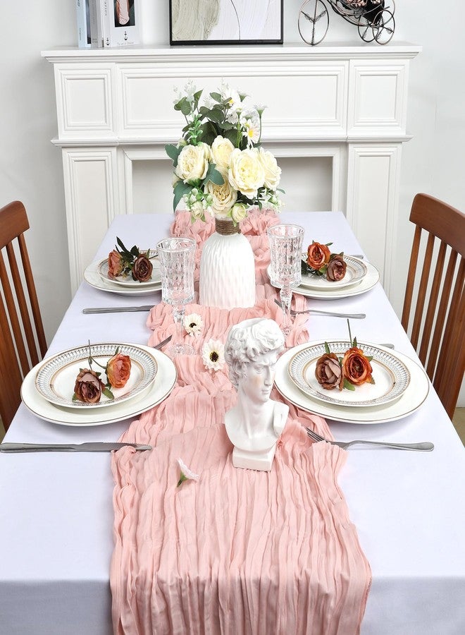 Heneger 8 Pack Blush Pink Cheesecloth Table Runner 10Ft Gauze Cheese Cloth Table Runner 120 Inch Boho Sheer Rustic Fabric for Summer Decor Bridal Baby Shower Wedding Centerpiece Home Table Decoration - Image 3