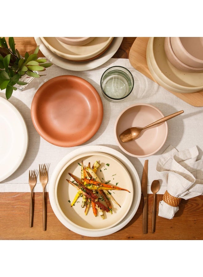 Bloomhouse Corsica Clay 16 Piece Service for 4 Double Plates and Bowls Stoneware Dishes Reactive Glaze Dinnerware Set Assorted Colors - Image 4