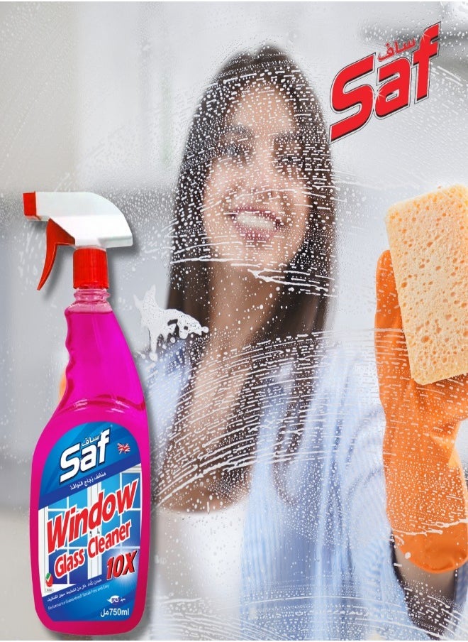 SAF Window & Glass Cleaner 750ml, Pink - Superior Streak-Free Cleaning Solution  - Image 3