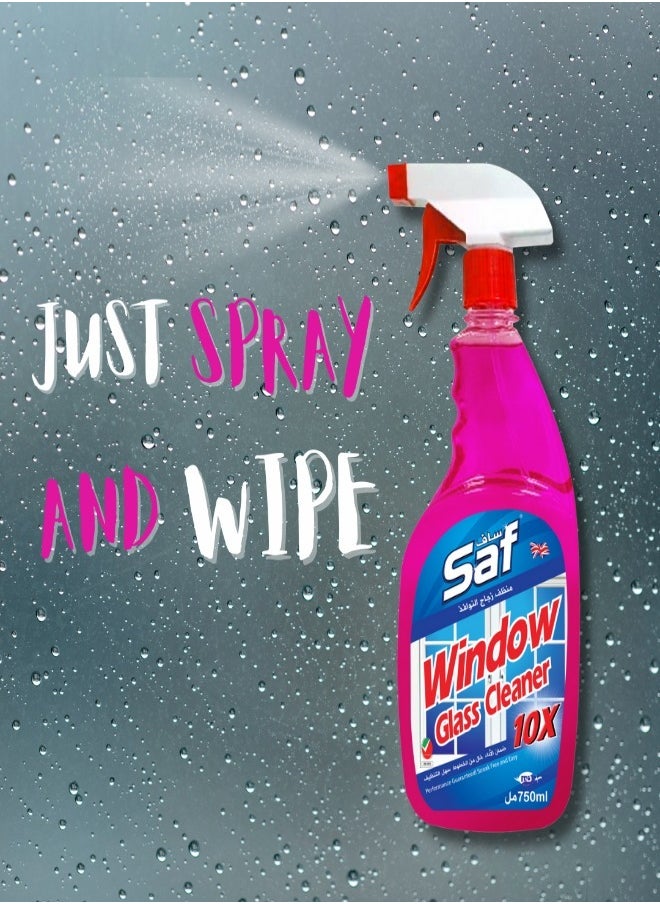 SAF Window & Glass Cleaner 750ml, Pink - Superior Streak-Free Cleaning Solution  - Image 4