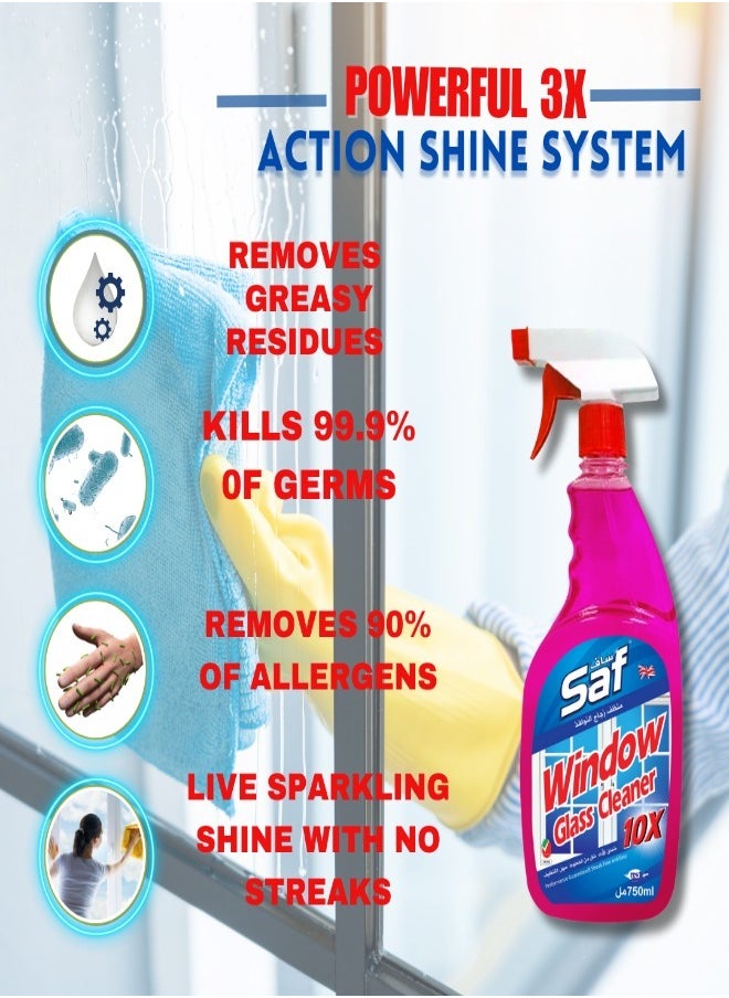 SAF Window & Glass Cleaner 750ml, Pink - Superior Streak-Free Cleaning Solution  - Image 5