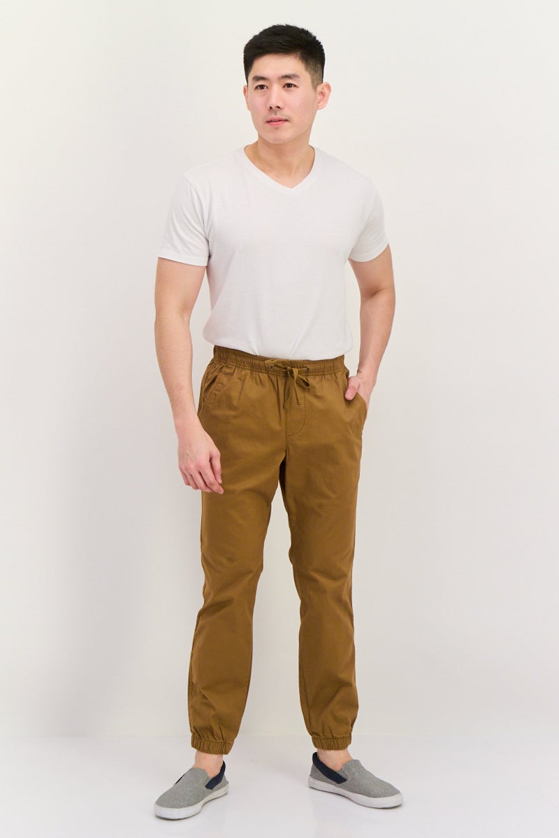GAP Men Regular Fit Solid Jogger Pants, Brown - Image 4