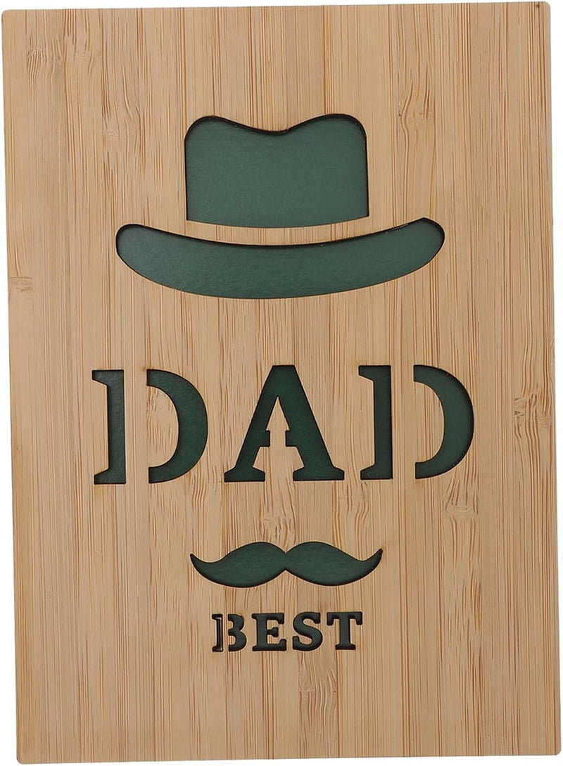 Uonlytech Wooden Fathers Day Greeting Card with Blessing Single Wooden Father’s Day Card for Dad - Image 1