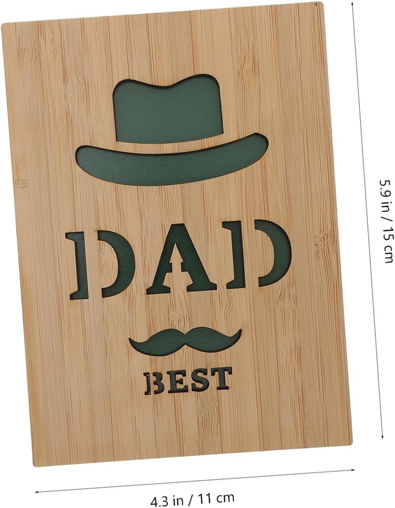 Uonlytech Wooden Fathers Day Greeting Card with Blessing Single Wooden Father’s Day Card for Dad - Image 2