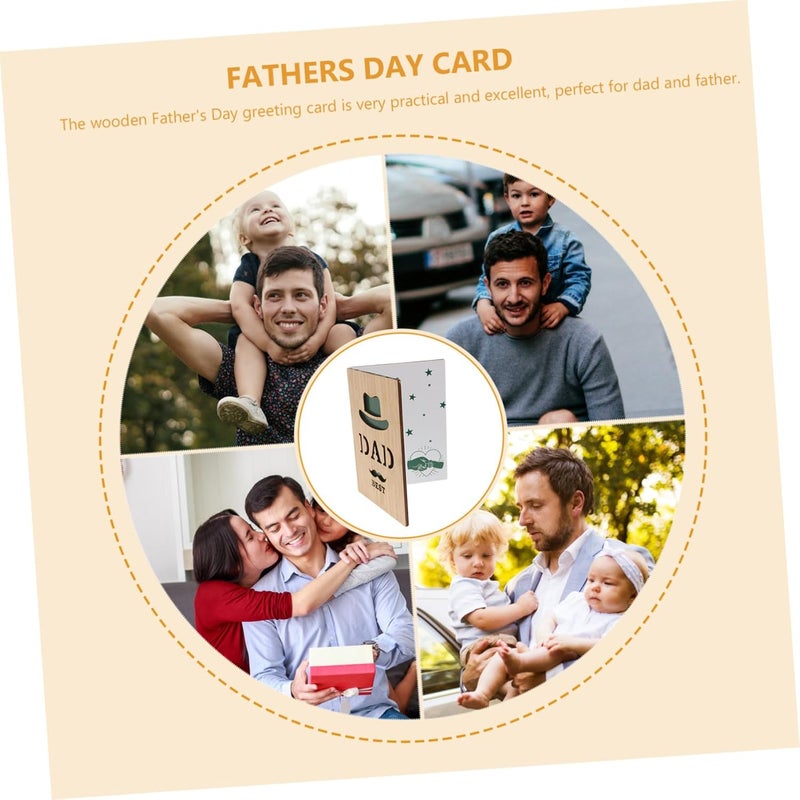Uonlytech Wooden Fathers Day Greeting Card with Blessing Single Wooden Father’s Day Card for Dad - Image 3