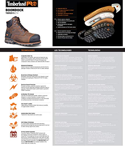 Timberland PRO Men's Boondock 6 Inch Composite Safety Toe Waterproof Industrial Work Boot, Brown, 8.5 Wide - Image 3