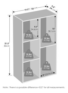 Gogoya 5 Cube Storage Shelf Organizer Bookshelf with Back Panel,Modern Wood Cube Storage Organizer for Living Room, Bedroom, Kids Room,Easy Assembly,White  - Image 2
