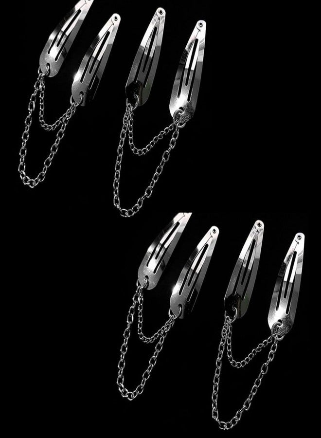 Cauaoa 4Pcs Silver Metal Snap Hair Clips Chain Cross Heart Hair Barrettes Clips with Pendant Girls Hair Accessories，Hair Styling Accessories, Hair Care - Image 1