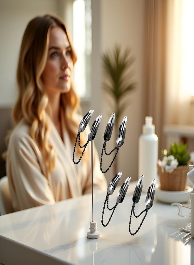 Cauaoa 4Pcs Silver Metal Snap Hair Clips Chain Cross Heart Hair Barrettes Clips with Pendant Girls Hair Accessories，Hair Styling Accessories, Hair Care - Image 2