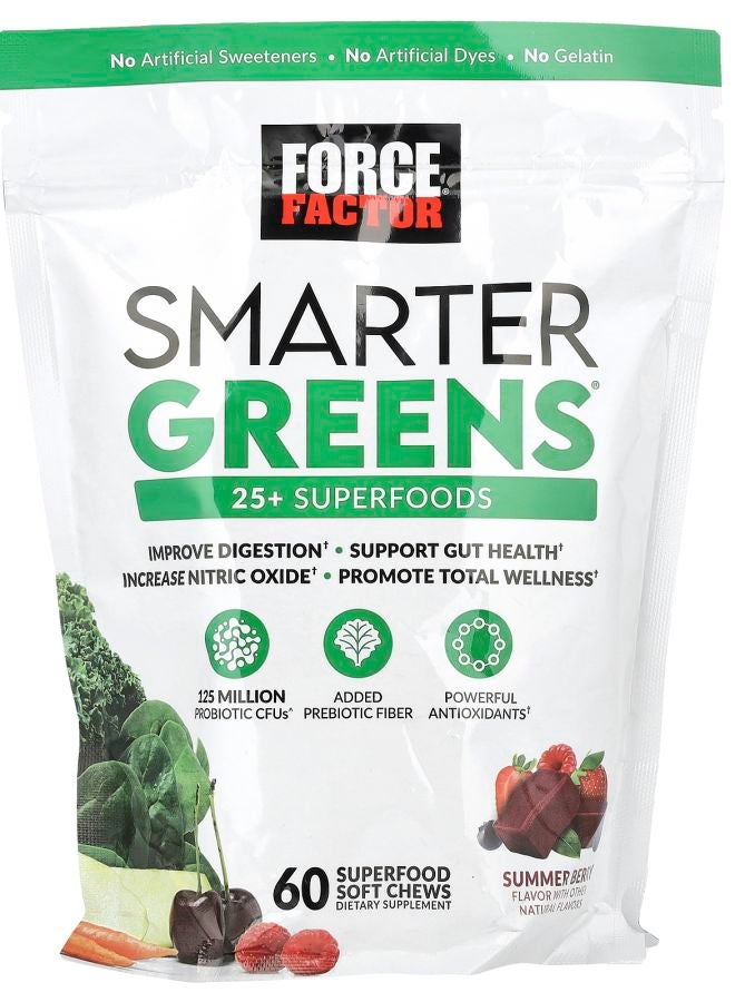 Force Factor Smarter Greens® Summer Berry 60 Superfood Soft Chews - Image 1