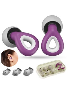 Noise Cancelling Earplugs, Ear Plugs For Sleeping Noise Cancelling, Painless Sensation And Not Easily Detached Reusable Silicone Earplugs For Sleep Snoring Noise Reduction Travel (Purple)