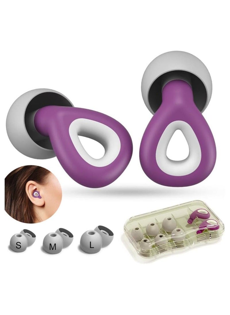 Coconut - Noise Cancelling Earplugs, Ear Plugs For Sleeping Noise Cancelling, Painless Sensation And Not Easily Detached Reusable Silicone Earplugs For Sleep Snoring Noise Reduction Travel (Purple) - Image 1