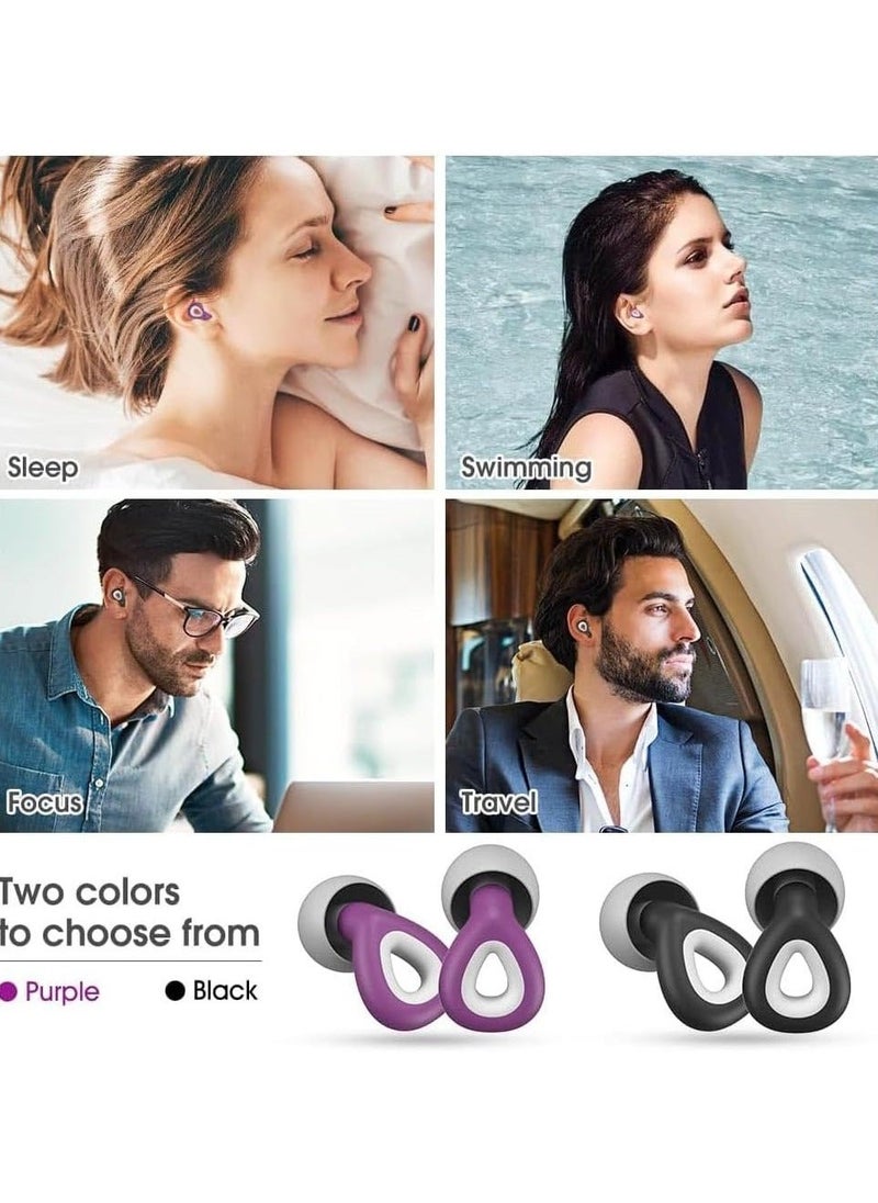 Coconut - Noise Cancelling Earplugs, Ear Plugs For Sleeping Noise Cancelling, Painless Sensation And Not Easily Detached Reusable Silicone Earplugs For Sleep Snoring Noise Reduction Travel (Purple) - Image 1