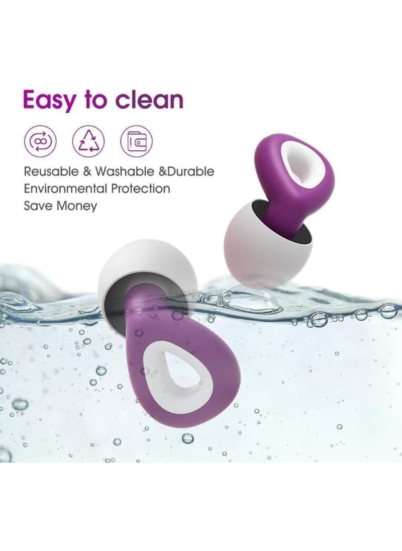 Coconut - Noise Cancelling Earplugs, Ear Plugs For Sleeping Noise Cancelling, Painless Sensation And Not Easily Detached Reusable Silicone Earplugs For Sleep Snoring Noise Reduction Travel (Purple) - Image 1