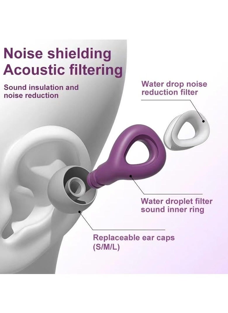 Coconut - Noise Cancelling Earplugs, Ear Plugs For Sleeping Noise Cancelling, Painless Sensation And Not Easily Detached Reusable Silicone Earplugs For Sleep Snoring Noise Reduction Travel (Purple) - Image 1