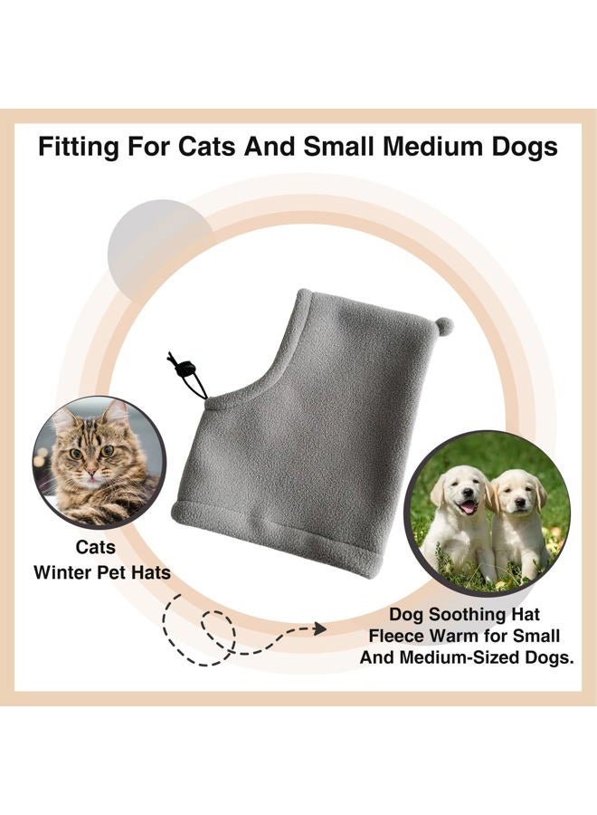 HOKABLE 2 Pcs Dog Hat, Leopard Flannel Hat Pet Christmas Winter Warm Caps Cute Accessories Neck Ear Warmer Pullover Hood Warm Scarf, Calming Dog Hood for Small Medium Large Dogs (Grey M) - Image 5