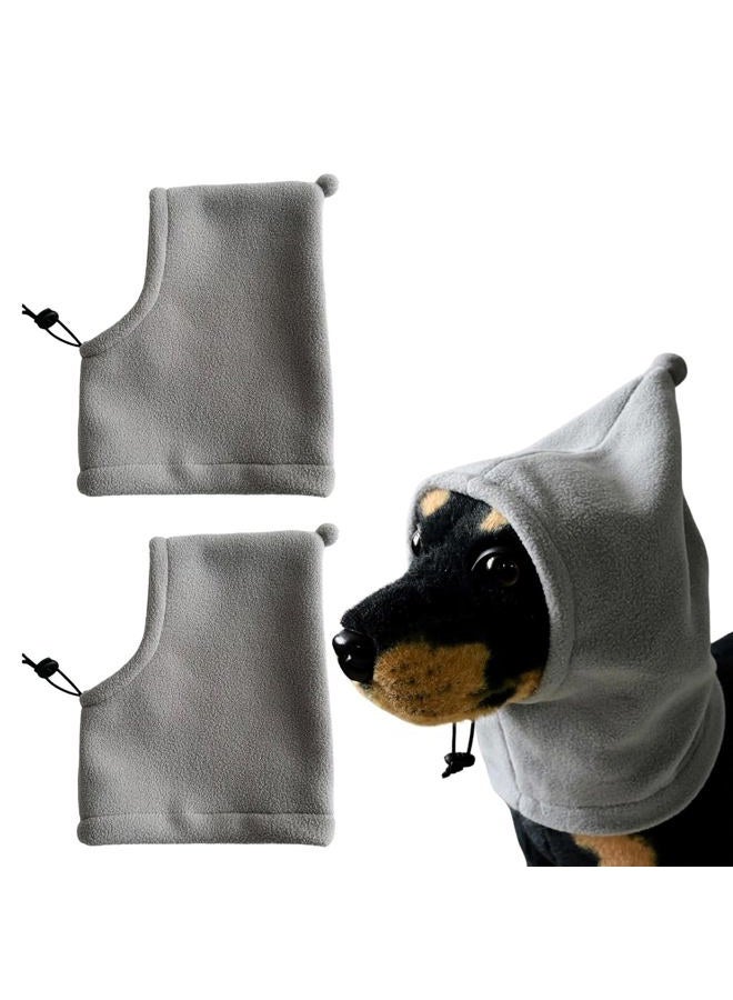 HOKABLE 2 Pcs Dog Hat, Leopard Flannel Hat Pet Christmas Winter Warm Caps Cute Accessories Neck Ear Warmer Pullover Hood Warm Scarf, Calming Dog Hood for Small Medium Large Dogs (Grey M) - Image 1
