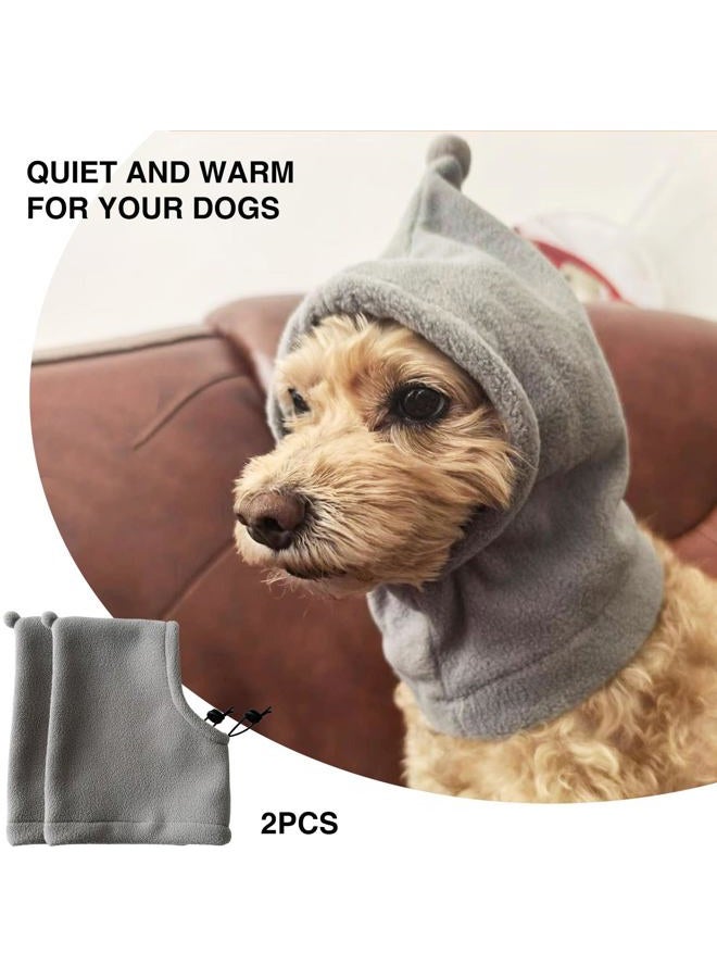 HOKABLE 2 Pcs Dog Hat, Leopard Flannel Hat Pet Christmas Winter Warm Caps Cute Accessories Neck Ear Warmer Pullover Hood Warm Scarf, Calming Dog Hood for Small Medium Large Dogs (Grey M) - Image 4