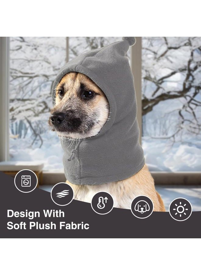 HOKABLE 2 Pcs Dog Hat, Leopard Flannel Hat Pet Christmas Winter Warm Caps Cute Accessories Neck Ear Warmer Pullover Hood Warm Scarf, Calming Dog Hood for Small Medium Large Dogs (Grey M) - Image 3