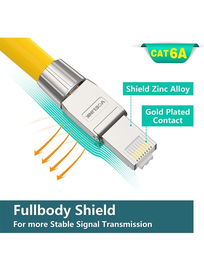 Peachjoy RJ45 Cat6A Connectors, Tool-Free Reusable Shielded Ethernet Termination Plugs for 23AWG SFTP UTP Cable, 10G Easy Internet Plug, Fast Field Installation (4 Pack)  - Image 4