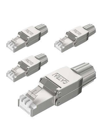 RJ45 Cat6A Connectors, Tool-Free Reusable Shielded Ethernet Termination Plugs for 23AWG SFTP UTP Cable, 10G Easy Internet Plug, Fast Field Installation (4 Pack) - pzsku/Z5EE3B53C9D146D779A5DZ/45/1747648427/a1e4f8db-c5aa-4394-a84c-708f0dccbbf3