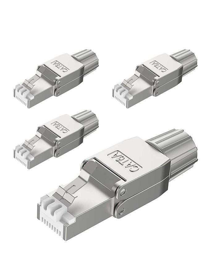 Peachjoy RJ45 Cat6A Connectors, Tool-Free Reusable Shielded Ethernet Termination Plugs for 23AWG SFTP UTP Cable, 10G Easy Internet Plug, Fast Field Installation (4 Pack)  - Image 1