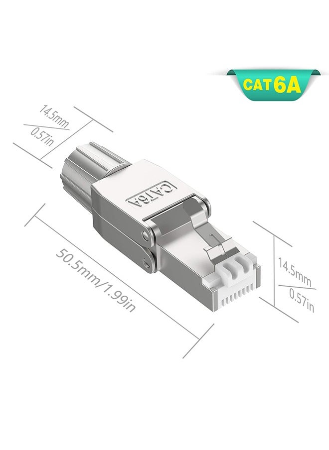Peachjoy RJ45 Cat6A Connectors, Tool-Free Reusable Shielded Ethernet Termination Plugs for 23AWG SFTP UTP Cable, 10G Easy Internet Plug, Fast Field Installation (4 Pack)  - Image 2