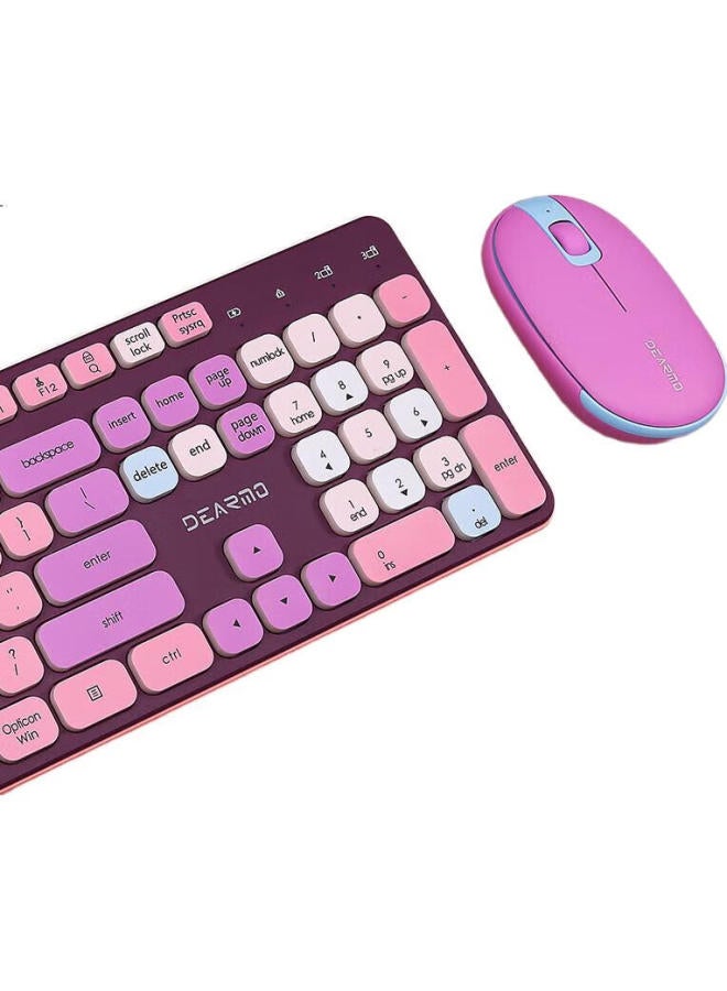 Dearmo Mk8900 Wireless Keyboard And Mouse Combo, Bluetooth Dual-Mode With Built-In Lithium Battery, For Laptop And Desktop Computers, Mixed Color - Image 2