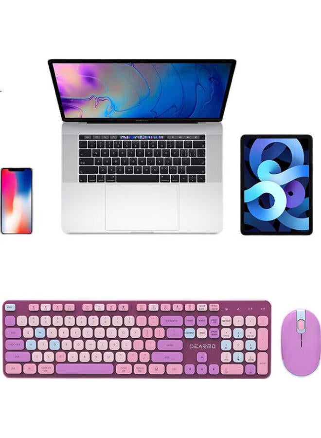 Dearmo Mk8900 Wireless Keyboard And Mouse Combo, Bluetooth Dual-Mode With Built-In Lithium Battery, For Laptop And Desktop Computers, Mixed Color - Image 1