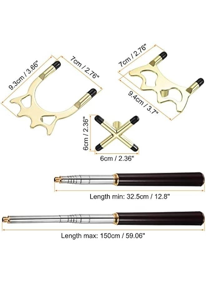 Generic Retractable Pool Cue Bridge Stick with 3 Brass Heads for Billiards Competition  - Image 2