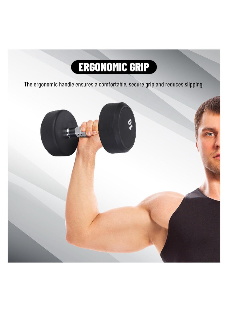 بلا نهاية دامبل ثابت 10 كجم (22 رطل) من إندلس – وزن حديدي مغلف بالمطاط لتدريب القوة واللياقة وكمال الأجسام – قبضة مانعة للانزلاق وتصميم آمن – مثالي للجيم المنزلي للرجال والنساء - Image 5