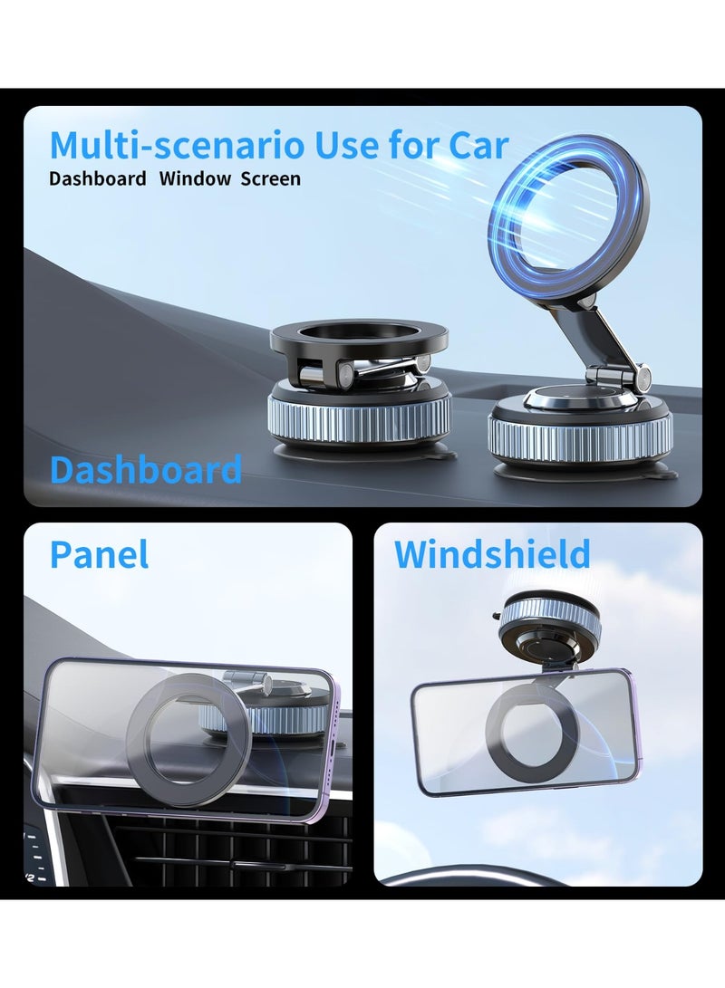 Upgraded Car Magnetic Phone Holder, 360° rotatable Phone Holder for MagSafe, Strong Magnet, Foldable Car Stand with Vacuum Suction Cup, Mini Phone Holder with Magnetic Ring for All Smartphones - Image 5