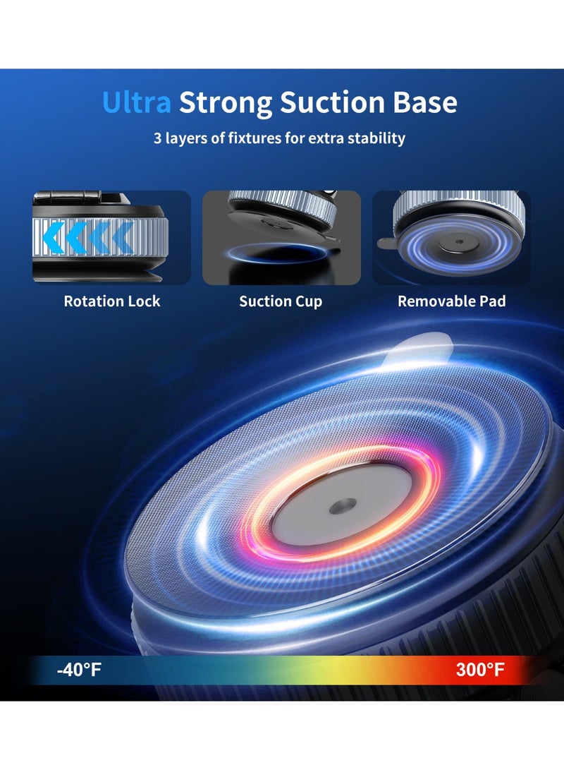 Upgraded Car Magnetic Phone Holder, 360° rotatable Phone Holder for MagSafe, Strong Magnet, Foldable Car Stand with Vacuum Suction Cup, Mini Phone Holder with Magnetic Ring for All Smartphones - Image 2