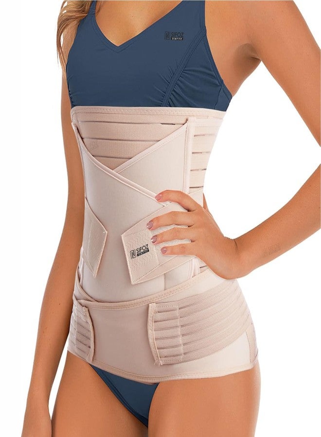 Sifoz 3 in 1 Postpartum Support - Recovery Belly Belt Free Size Abdominal Support for post Delivery, Slimming Waist, Lower Back Pain, Tummy Reduction Belt For Belly After Delivery C-Section (Skin) - Image 1