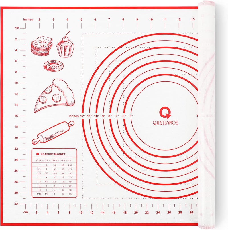 QUELLANCE Silicone Pastry Mat Non Slip with Measurements 16x24 - Large Thick Non Stick Baking Mat for Rolling Dough, Pie Crust, Fondant, Pizza and Cookies - Easy to Clean - Image 1