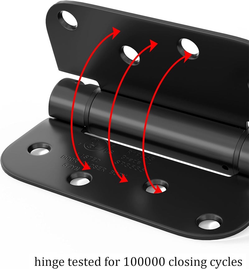 Haidms 12 Pack Self Closing Door Hinges 4 Inch Black Spring Hinge with 5/8" Radius Corner Adjustable Tension for Residential & Heavy-Duty Door Hardware - Image 3