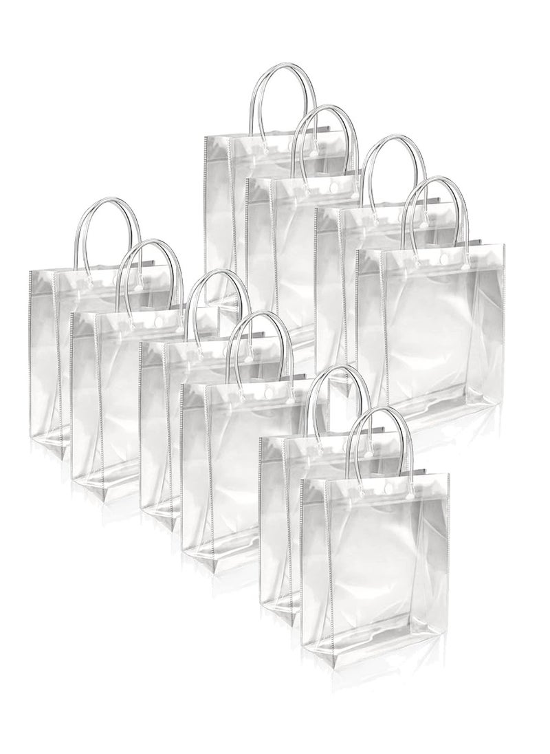 Generic 10 PCS Clear Plastic Gift Bags with Handle,Clear Gift Tote Bag Clear Bags Plastic Gift Bags for Mother's Day Boutique Wedding Birthday Bridal Baby Shower Party (26*31*8cm)  - Image 1