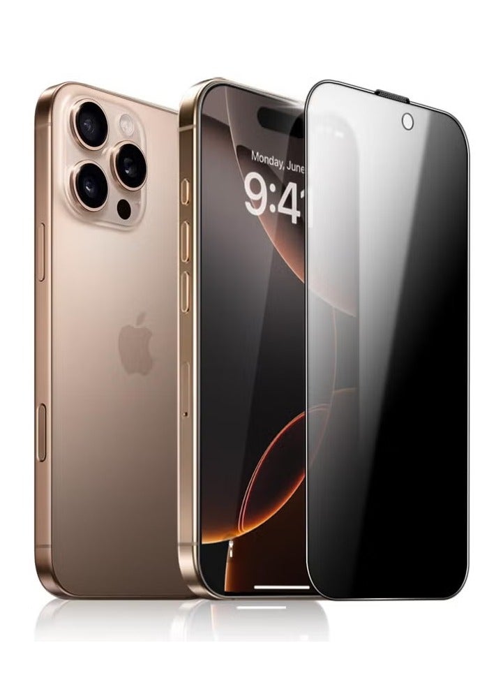 IPhone 16 Pro Max Full Privacy Tempered Glass Screen Protection, Anti-Spy 9H Hardness, Full Cover Explosion-Proof Screen,ESD Anti-Static, [Case Friendly] [Bubble Free] - Black - Image 1