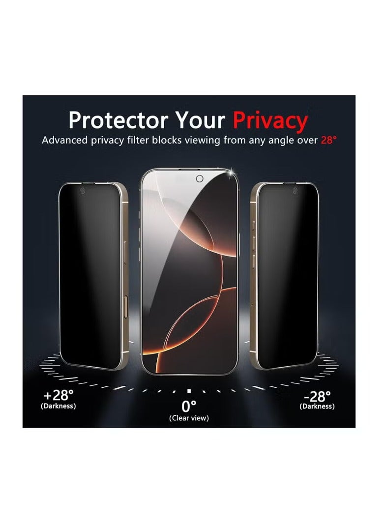 IPhone 16 Pro Max Full Privacy Tempered Glass Screen Protection, Anti-Spy 9H Hardness, Full Cover Explosion-Proof Screen,ESD Anti-Static, [Case Friendly] [Bubble Free] - Black - Image 2