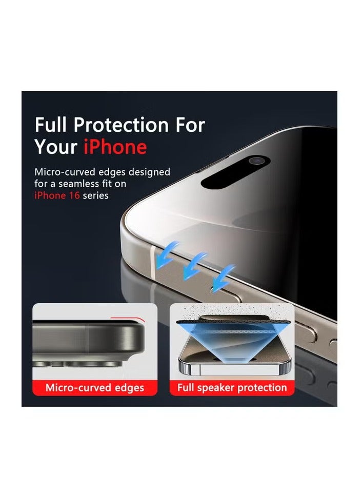 IPhone 16 Pro Max Full Privacy Tempered Glass Screen Protection, Anti-Spy 9H Hardness, Full Cover Explosion-Proof Screen,ESD Anti-Static, [Case Friendly] [Bubble Free] - Black - Image 3