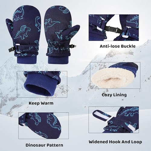 ENBAOHUI Baby Waterproof Mittens Threaded waterproof Mitten Fleece Lined Glove Kids Snow Ski Mitten for Boys Girls 6Months-5T - Image 3