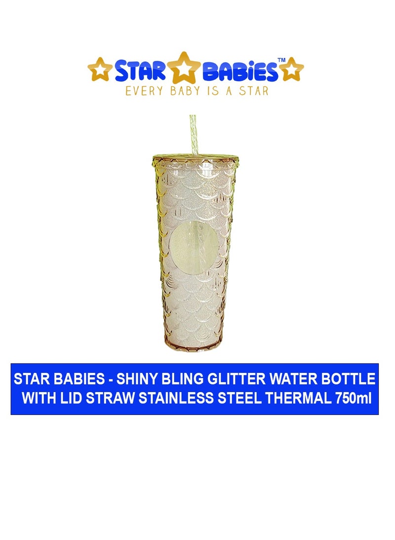 Star Babies Shiny Bling Glitter Dimend Bottle with Lid and Straw Stainless Steel Thermal Water Bottle 750ml - Image 2
