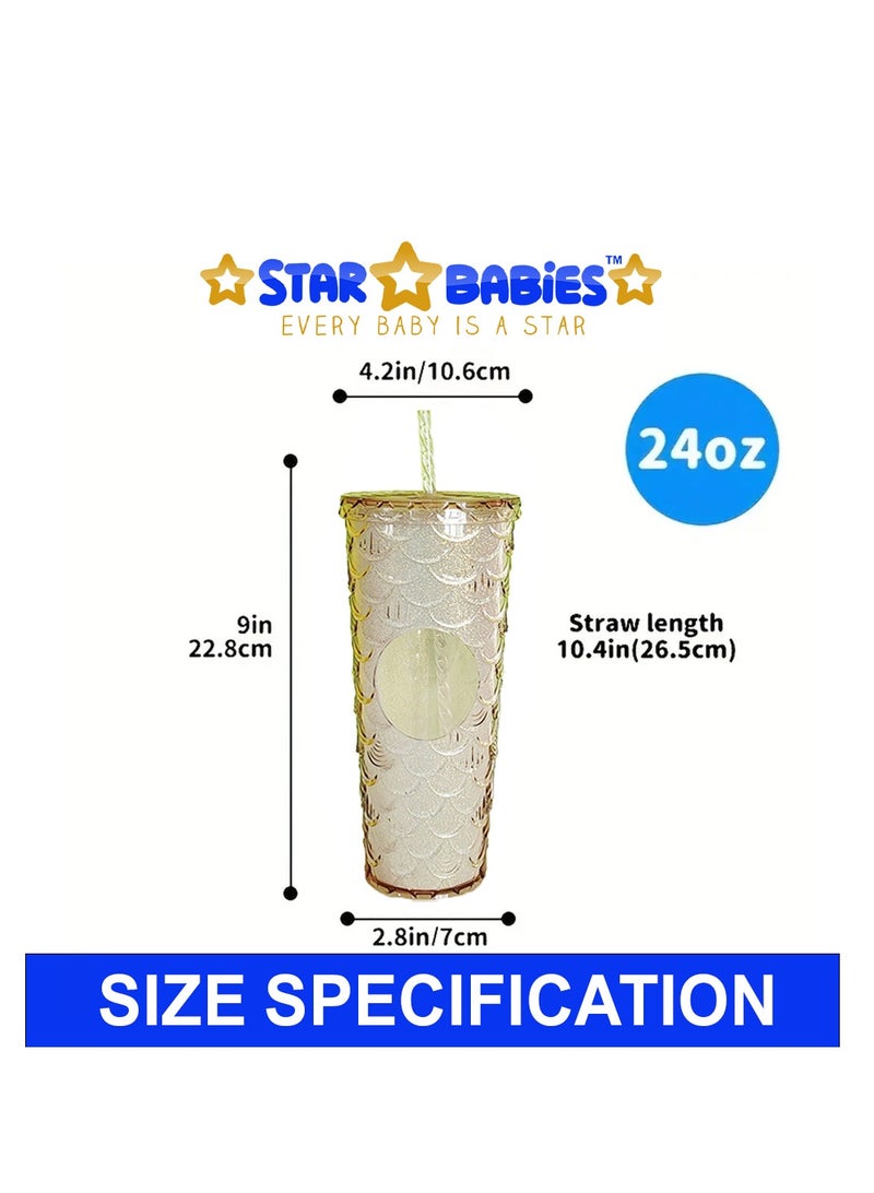 Star Babies Shiny Bling Glitter Dimend Bottle with Lid and Straw Stainless Steel Thermal Water Bottle 750ml - Image 3